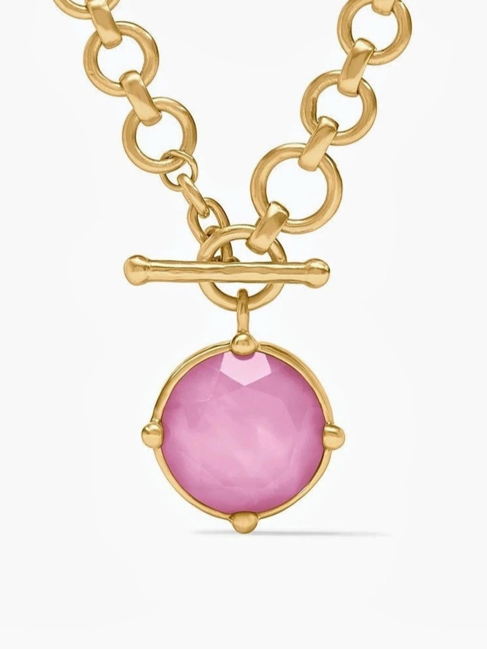 Julie Vos Honeybee Statement Necklace Pink Pendant Toggle Necklace Like New